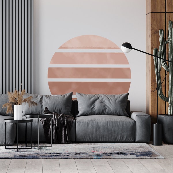 Abstract Circle Wall Decal, Geometric Wall Stickers,  For Living Room Wall Decal, Earth Tones Decoration Wall Decals, Scandinavian Stickers
