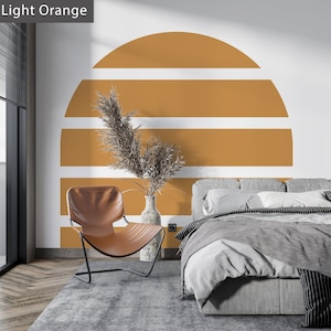 Bogen Wandtattoo, Kopfteil Wandtattoo, geometrisch, Boho, Mid Century, Schlafzimmer, Tapete Wandbild, Chinoiserie Tapete, Schlafzimmer Wandtattoo