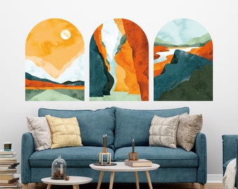 Landscape Modern Wall Decal, Removable Wall Decal, Abstract Landscape Contemporary Backgrounds Wall Decal, Bohemian Peel And Stick Decal