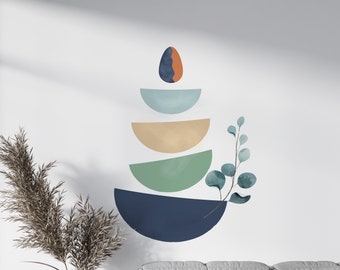 Boho Geometric Wall Decal: Modern Living Room Decor