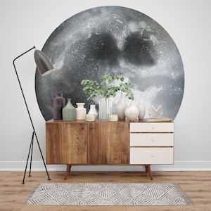 Adesivo da parete luna piena, adesivo da parete rimovibile, decorazione per la stanza dei bambini, arredamento per la casa, adesivo da parete, per la decorazione artistica da parete in vinile per il bagno, adesivo da parete moderno