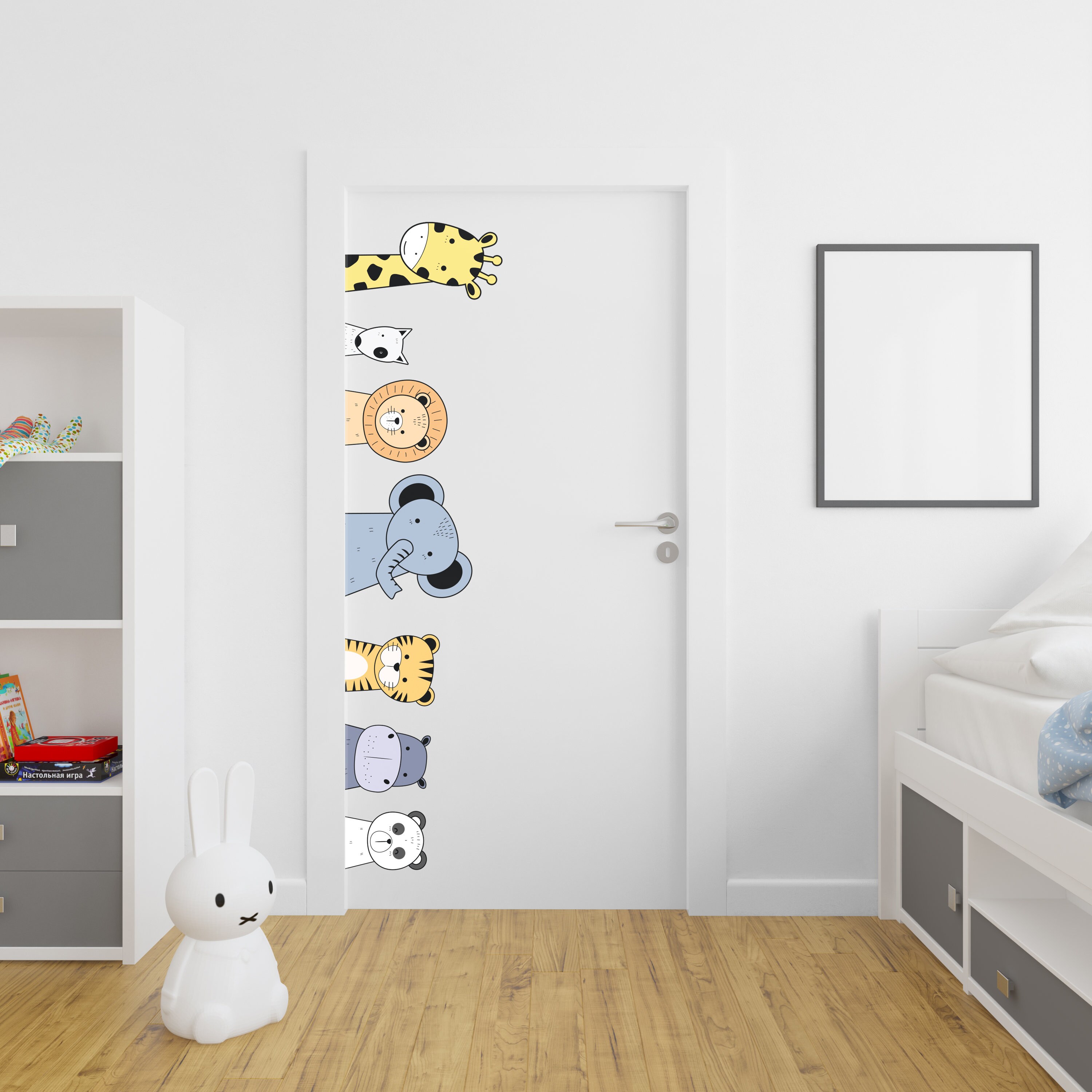 Animals Door Sticker Nursery Wall Decal Removable Wall Etsy