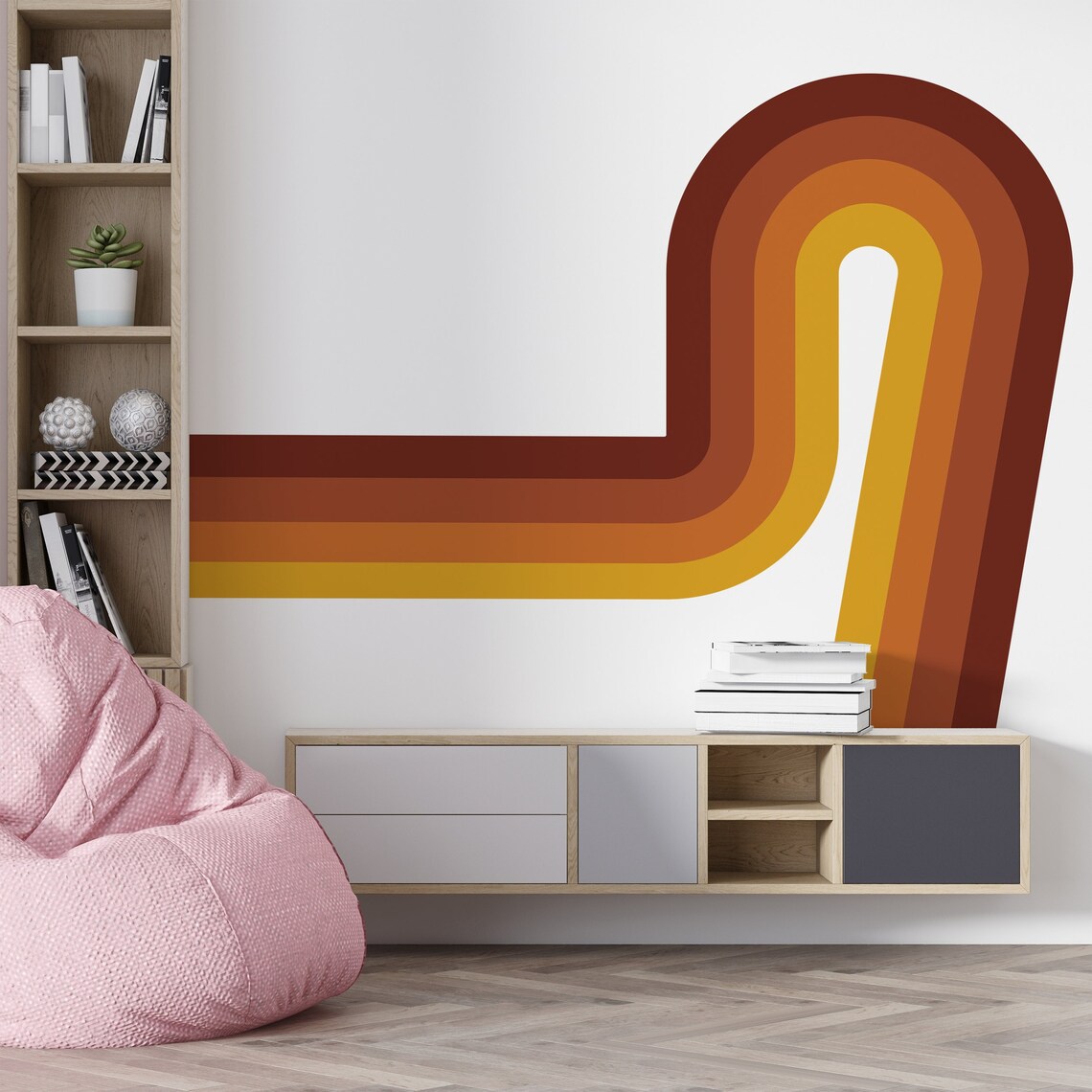 Arch Wall Decal Peel and Stick Rainbow Red Light Orange Etsy