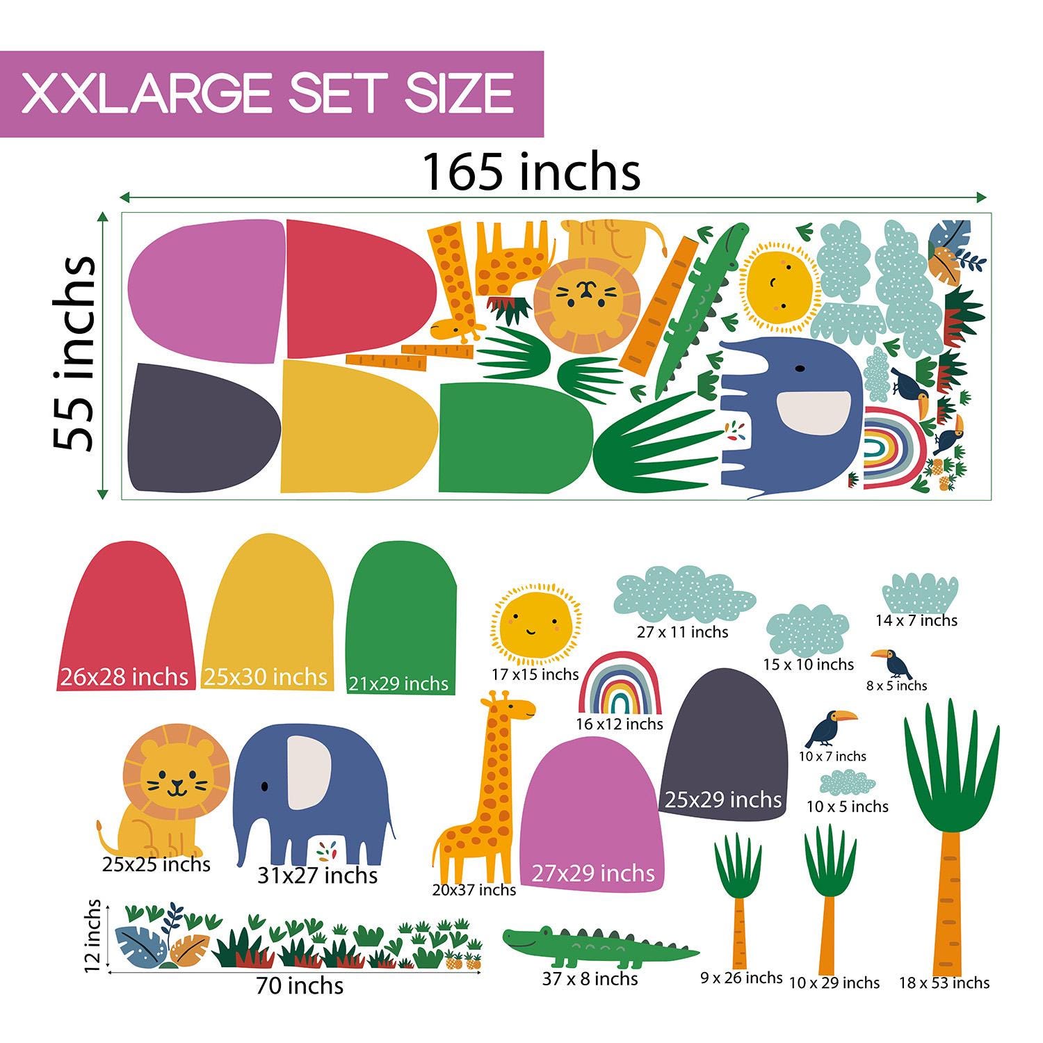 XXL Safari Animal Wall Decal: Removable Jungle Nursery Decor - Etsy