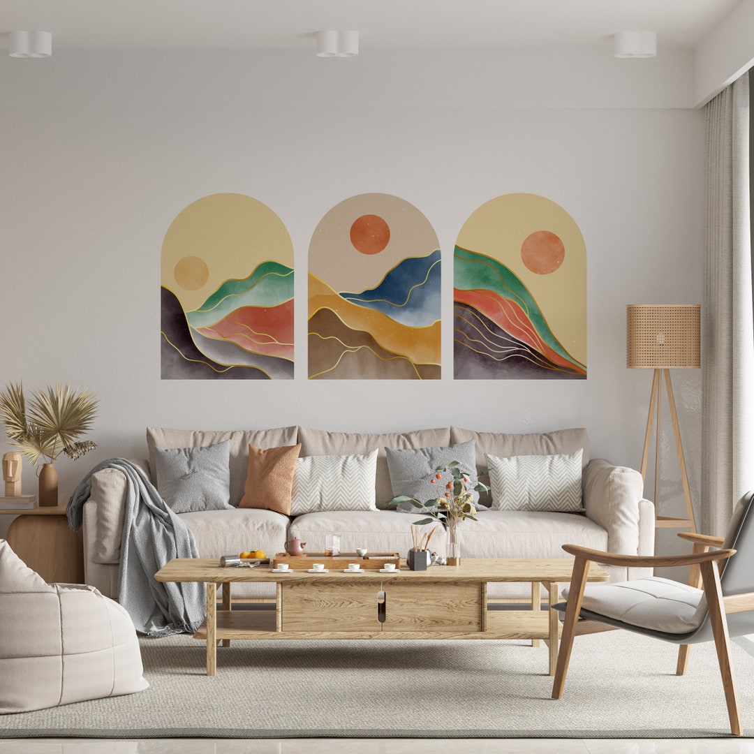 Abstract Landscape Wall Decal Mid Century Wall Decal Etsy