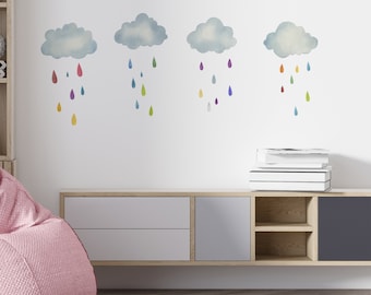Rainbow Clouds Wall Decal, Modern Nursery Decor, Removable Wall Decal, Watercolor Wall Art, Modern Kids Room Decor, Watercolor Nursery Decor