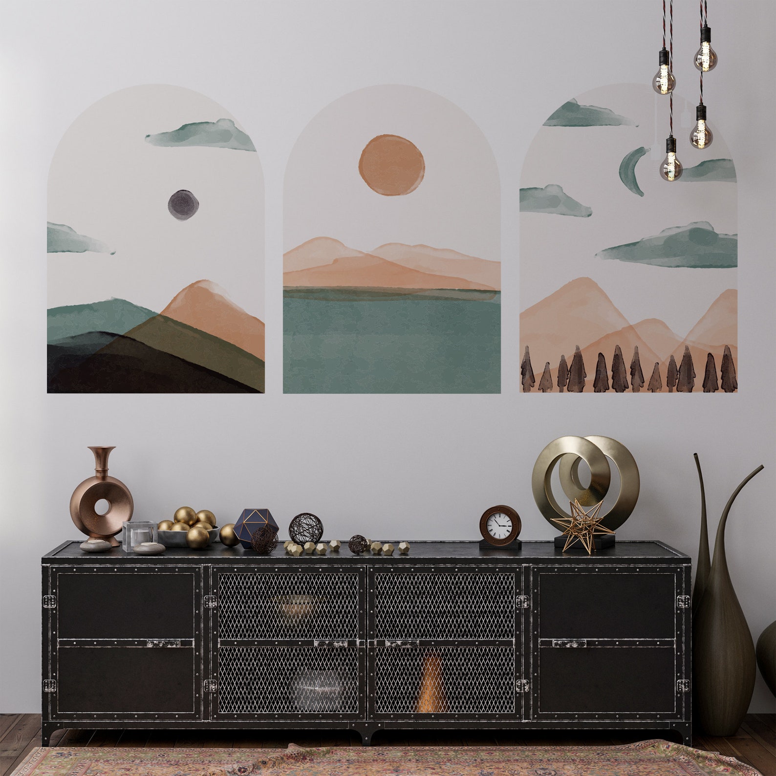 Minimal Landscape Wall Decal Arch Wall Decal Removable Wall Etsy