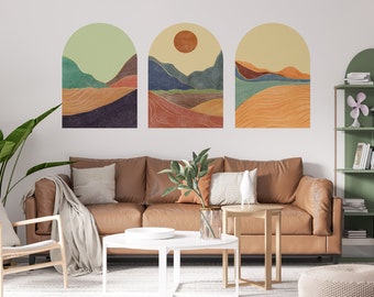 Mid Century Mountain Wall Decal: Abstract Landscape Wallpaper