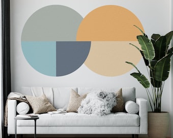 Geometric Circle Wall Decal: Abstract Earth Tones, Modern Wall Art