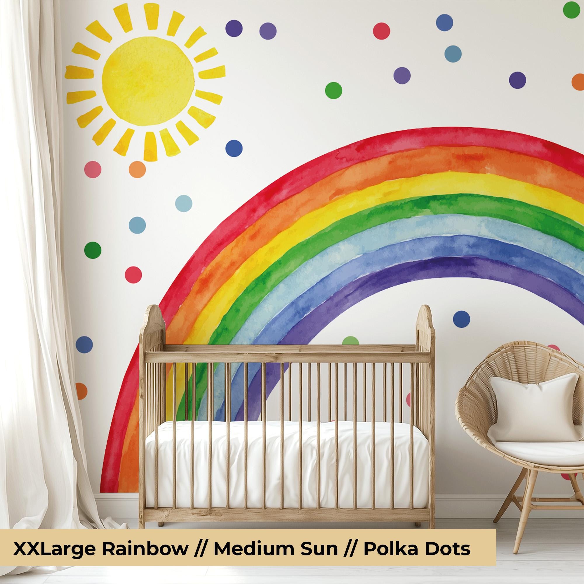 Watercolor Rainbow Wall Decals: Polka Dot Nursery Decor, Removable ...