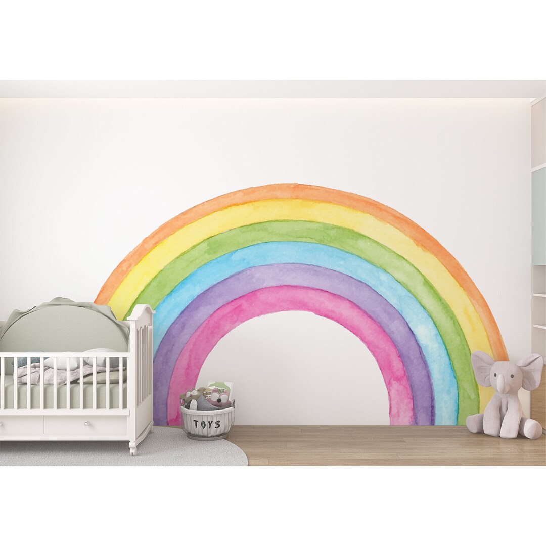 Watercolor Pastel Rainbow Wall Decal - Peel and Stick Nursery Decor - Etsy