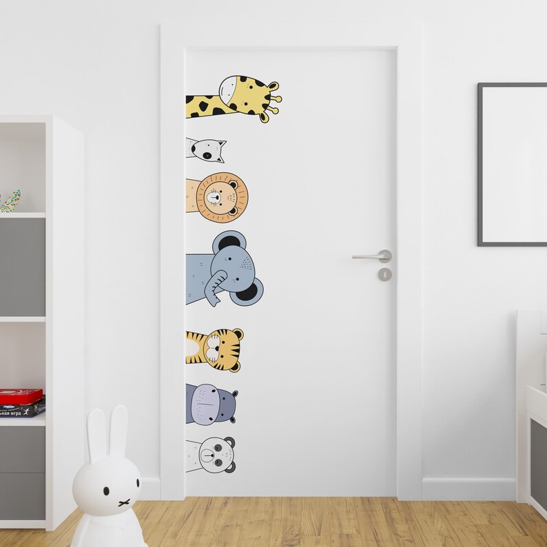 Animals Door Sticker Nursery Wall Decal Removable Wall Etsy