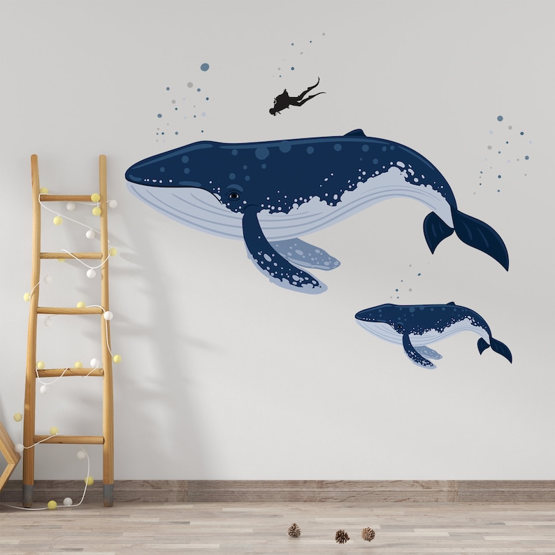 Whales Wall Decal Removable Baby Wall Decals Nursery Peel Etsy