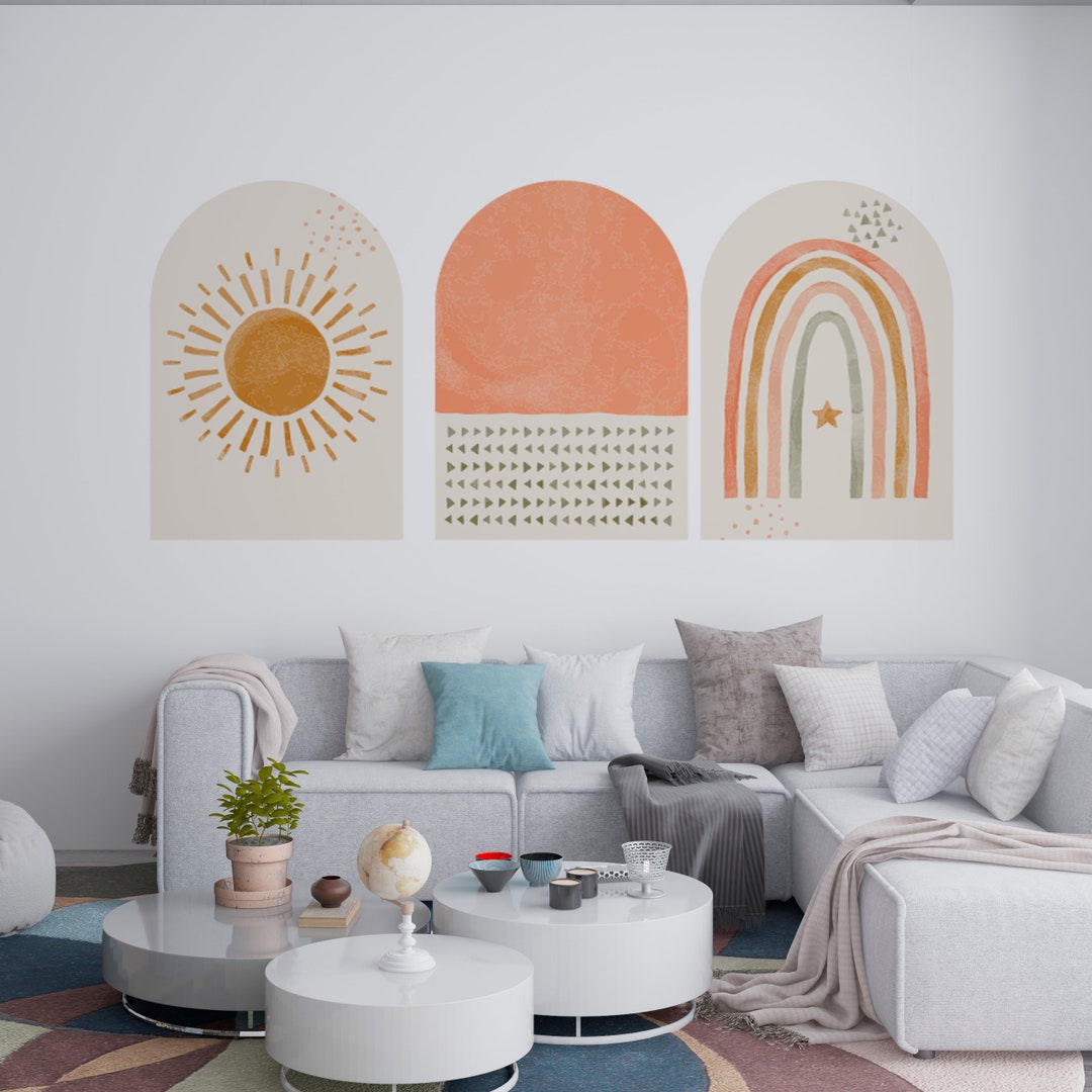 Watercolor Rainbow Arch Wall Decal: Bohemian Nursery Decor - Etsy