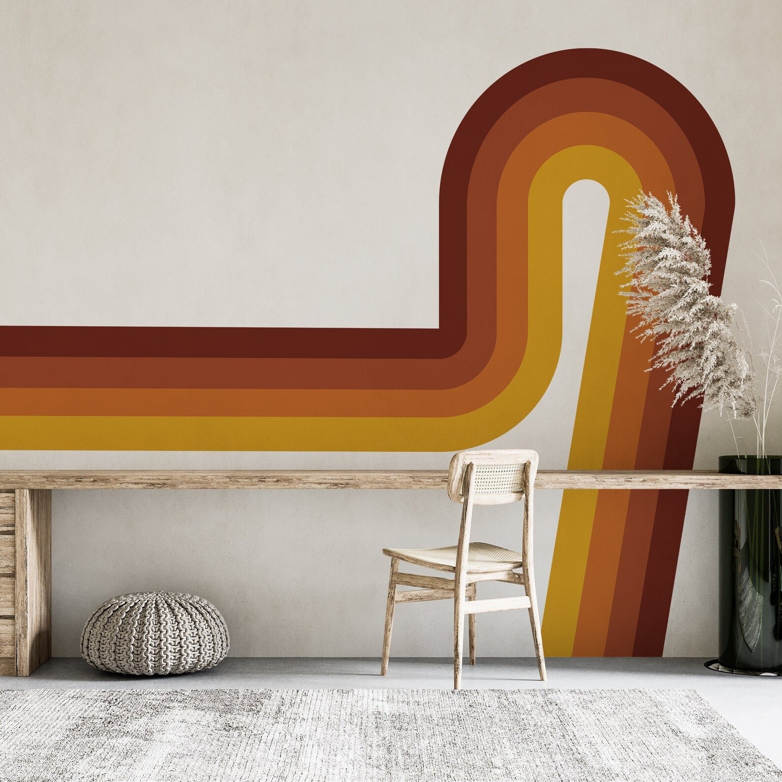 Arch Wall Decal Peel and Stick Rainbow Red Light Orange Etsy
