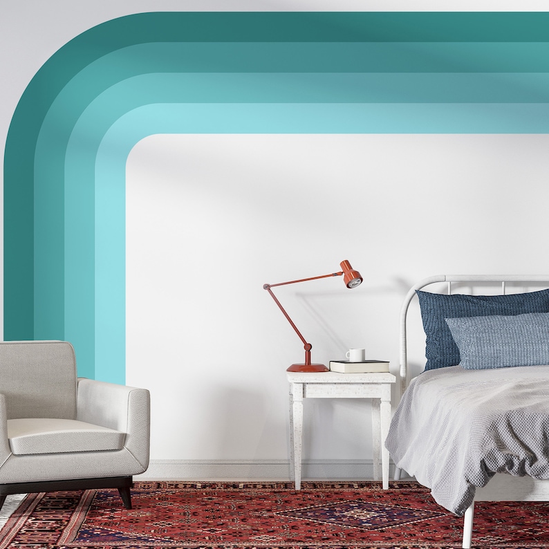 Living Room Arch Decal Removable Wall Arch Deca Colorblock Etsy