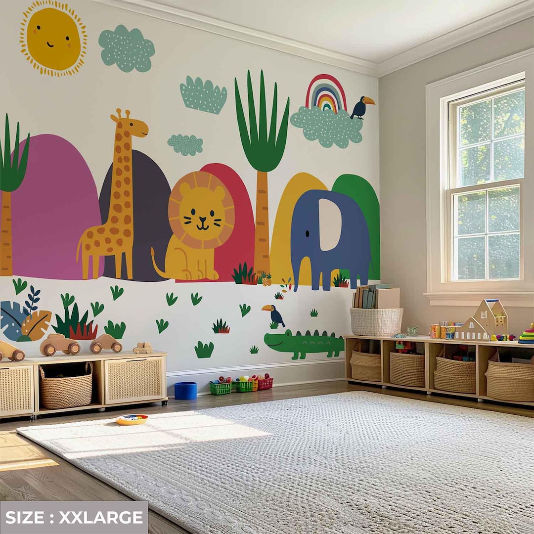 XXL Safari Animal Wall Decal: Removable Jungle Nursery Decor - Etsy