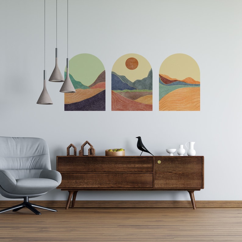 Mid Century Wall Decal Removable Wall Decal Abstract Etsy