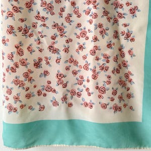 1960s Silk Crepe Scarf (light pink rosettes)