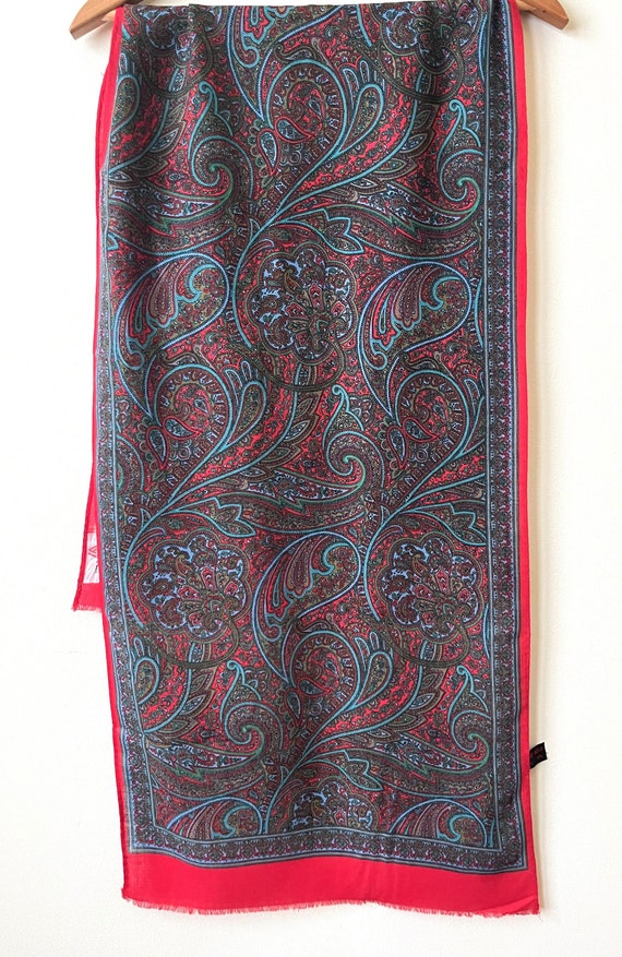 Wool and Silk Paisley Challis Scarf 1960s