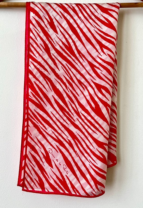 Oscar de la Renta Silk Scarf (red zebra) - image 2