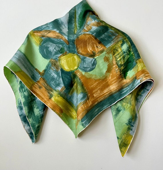 1950s Silk Scarf Floral Abstract (Brush Strokes)