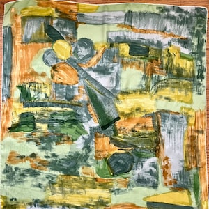 1950s Silk Scarf Floral Abstract (Brush Strokes)