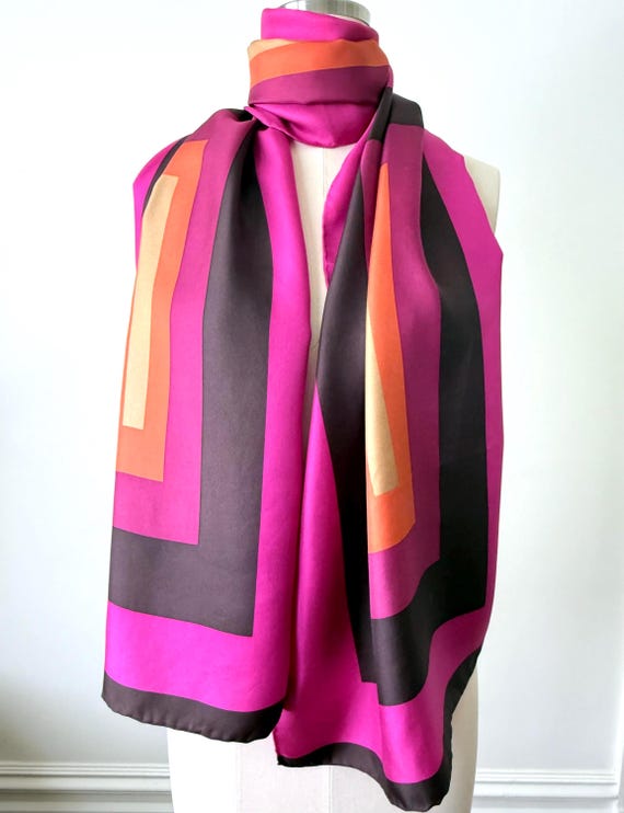 ECHO Silk Scarf (color Block) Extra Long - Etsy display picture 3