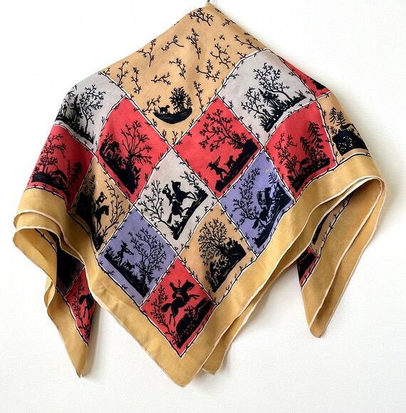 1950s Silk Scarf (hunting scenes) - image 4