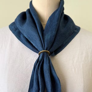 Indigo Over-dye Repurposed Linen Bandana