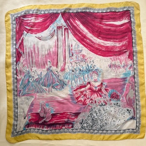 1950s Silk Scarf At the Ballet Motif - Rare