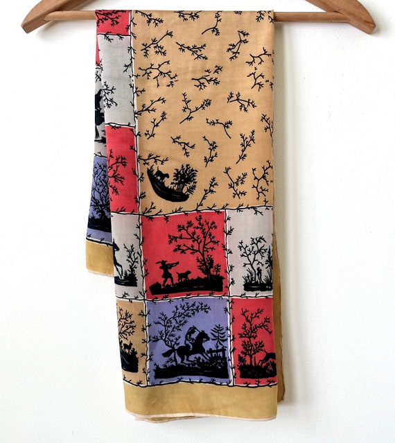 1950s Silk Scarf (hunting scenes) - image 2