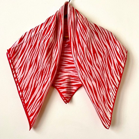 Oscar de la Renta Silk Scarf (red zebra) - image 5