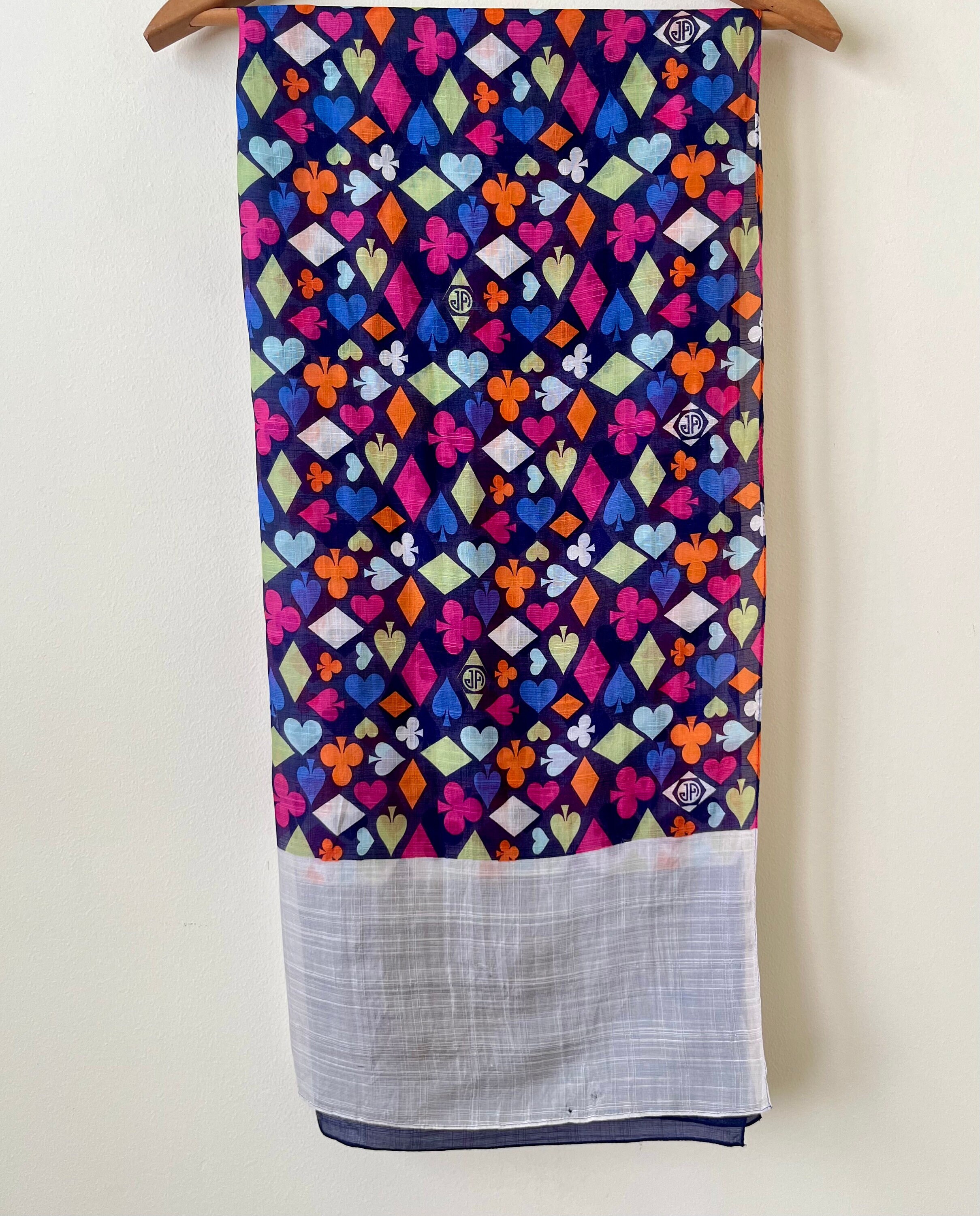 Jonathan Adler Cotton, Silk Scarf (hearts, clubs, diamonds, spades)