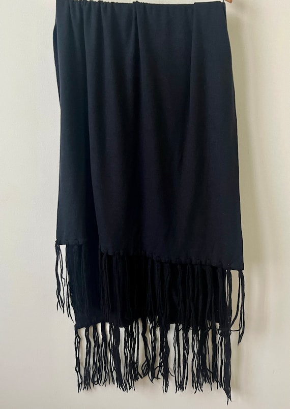 Wool Knit Jersey Black Shawl/Large Scarf 1990s