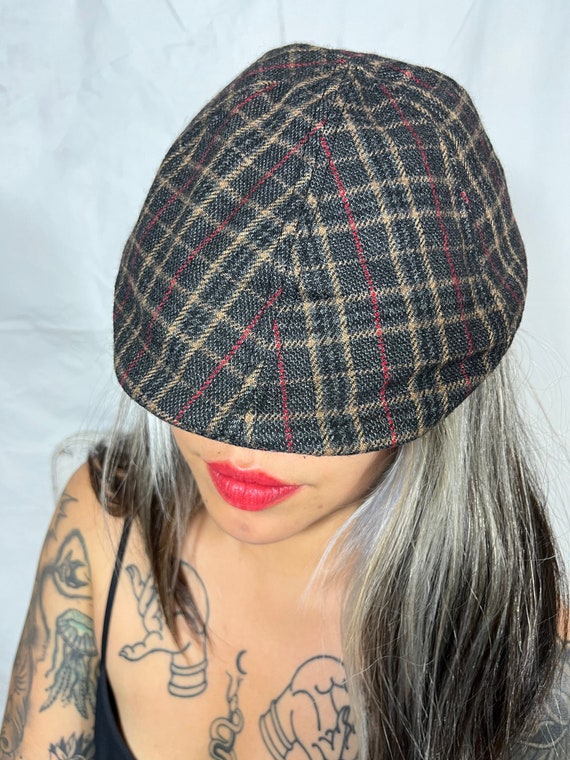 Tweed Wool Flat Cap vintage Country Style Checked H… Gem