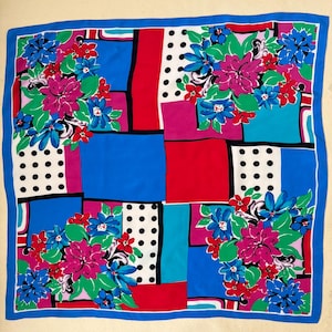1990s Silk Scarf Sacha for Basha (Polka Dots and Flowers)