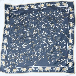 Jim Thompson Silk Scarf (elephants in dark gray)