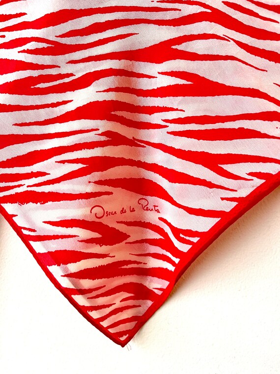 Oscar de la Renta Silk Scarf (red zebra) - image 6