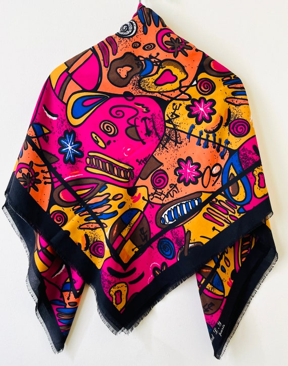 1990s Gerard L.Y. paris (Miro-esque design) Shawl - image 7