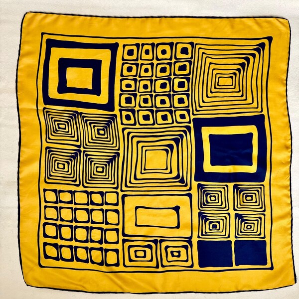 1970s Jean Casanave Silk Scarf (yellow and black)