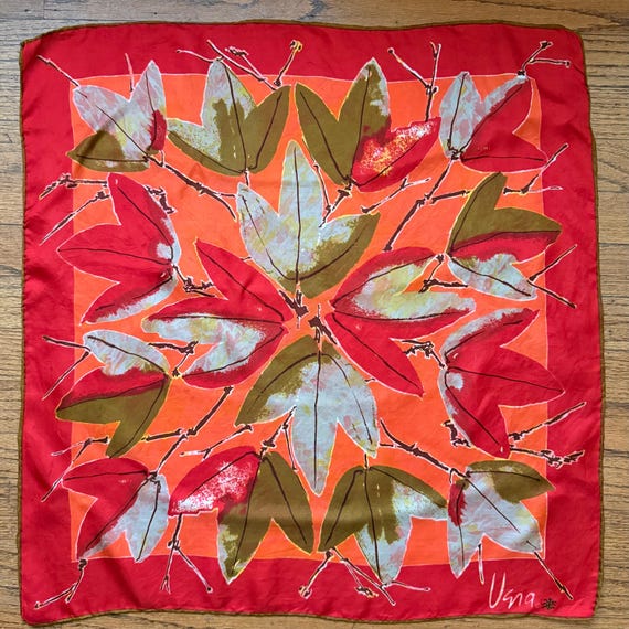 1970s Vera Neumann Silk Scarf (leaves and twigs)