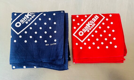 Set of 2 Red 1980s/Blue 1960s Bandanas by OSHKosh… - image 4