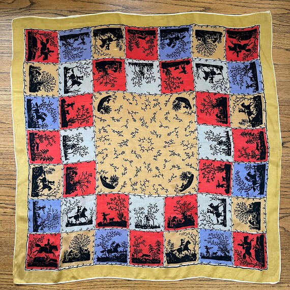 1950s Silk Scarf (hunting scenes) - image 1