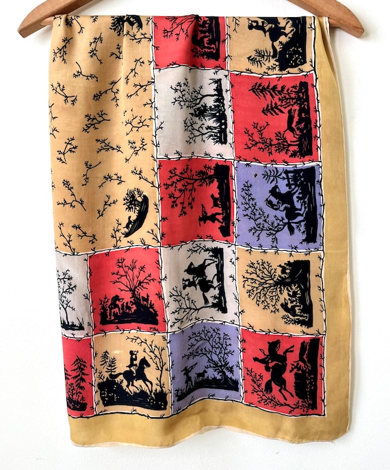 1950s Silk Scarf (hunting scenes) - image 3