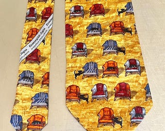 Ermenegildo Zenga Silk Necktie (Arm Chair and Dog)