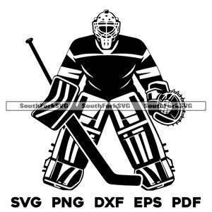 Design de goleiro de jogador de hóquei | svg png dxf eps pdf | design gráfico transparente corte impressão sublimação de tinta gravação a laser cnc arquivos uso comercial