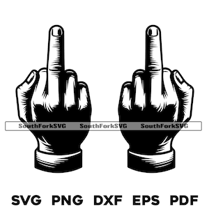 Paire de majeur des deux mains svg png dxf eps pdf | Image vectorielle fichier découpé laser clip art téléchargement numérique instantané utilisation commerciale