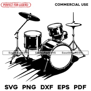 Drum Set Kit svg png dxf eps pdf | vector graphic design cut print dye sub laser engrave digital files commercial use