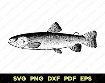 Vintage Distressed Brown Trout Design | svg png dxf eps pdf | vector graphic design cut print dye sub laser engrave cnc digital files